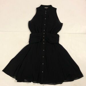 Karl Lagerfeld 0 Dress Black Sleeveless Jewelled Button down Crepe Excellent